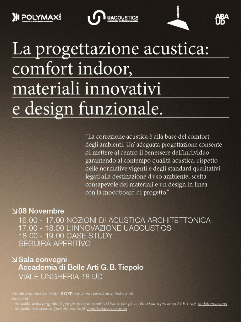 Evento di formazione per architetti. La progettazione acustica.